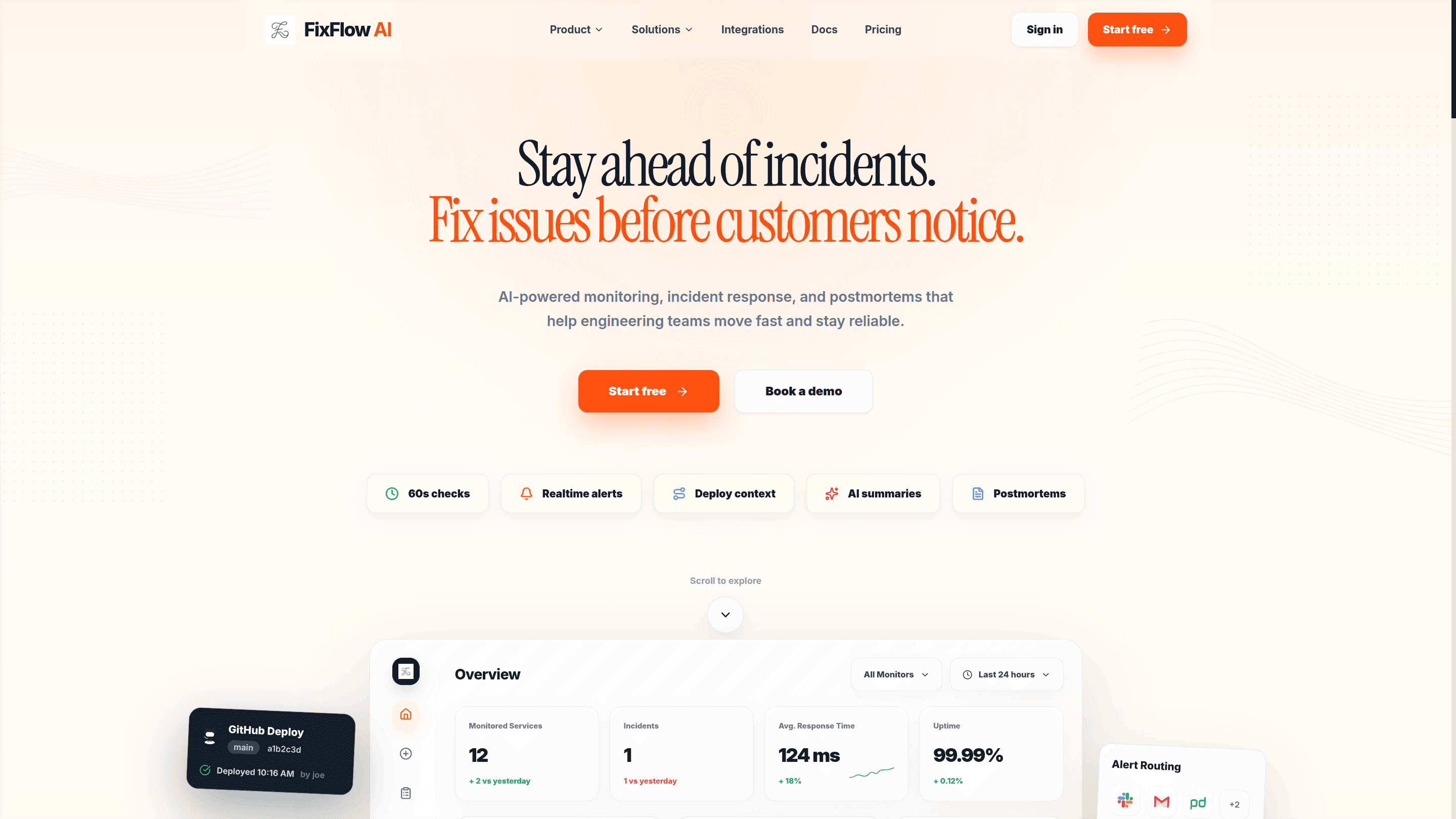 FixFlow | AI-Powered SRE Platform preview